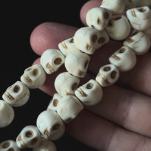White Howlite Turquoise Skull Size 8x10mm 15.5" Strand