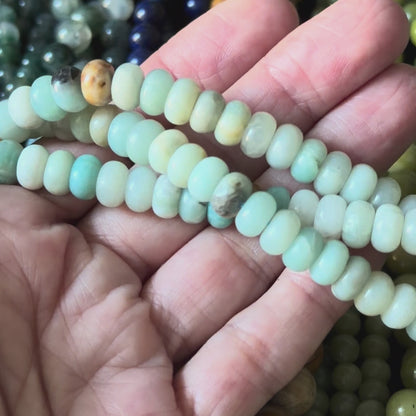 Natural Mixed Amazonite Smooth Rondelle Beads 5x8mm