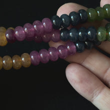 Gradient Multi-color Tourmaline Dyed Jade Smooth Rondelle Beads 5x8mm 15''Strand