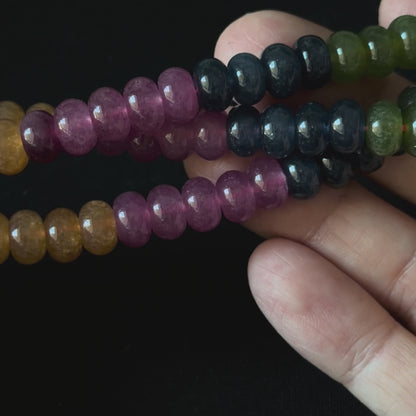 Gradient Multi-color Tourmaline Dyed Jade Smooth Rondelle Beads 5x8mm 15''Strand