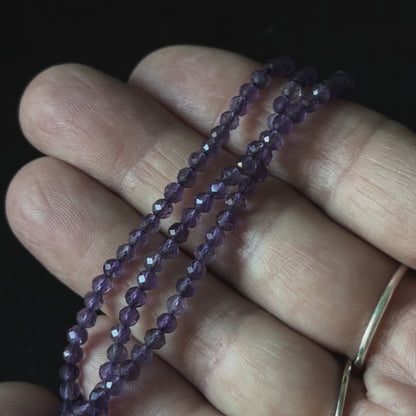 Amethyst Faceted Round Size 3mm 15.5" Strand