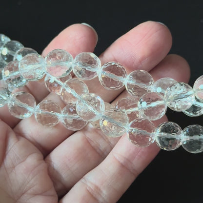 Clear Quartz Crystal Faceted Round Beads 10mm