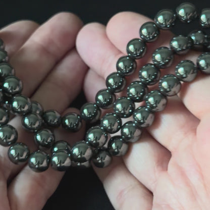 Gray Hematite Smooth Round Beads 6mm 8mm
