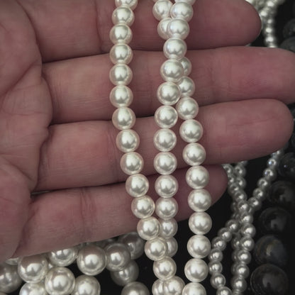 White Shell Pearl Smooth Round Beads 4mm 6mm 8mm 10mm 12mm