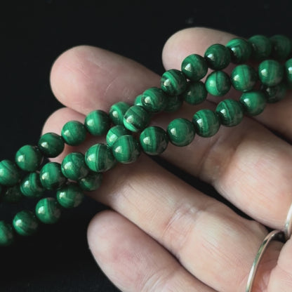 Natural Malachite smooth round beads 6mm