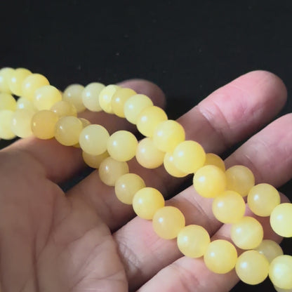 Natural Yellow Jade Smooth Round Beads 8mm