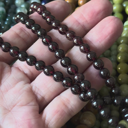 Natural Garnet Smooth Round Beads 6mm 8mm