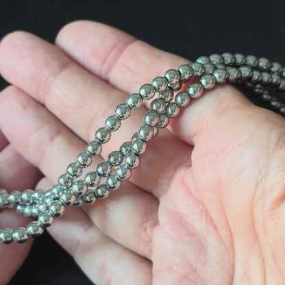 Silver Hematite Smooth Round Beads 3mm 4mm 6mm 8mm
