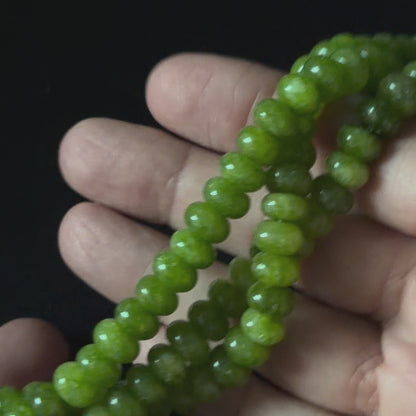 Peridot Color Dyed Jade Smooth Rondelle Beads 5x8mm
