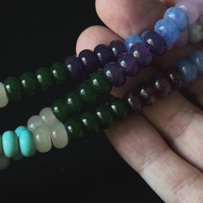 Multi-color Gemstone Smooth Rondelle Beads Size 5x8mm 15.5'' Strand combo 103