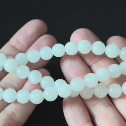 Natural White Jade Smooth Round Beads 6mm 8mm