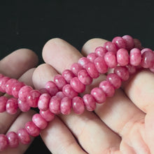 Rhodochrosite Color Dyed Jade Smooth Rondelle Beads 5x8mm