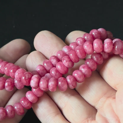 Rhodochrosite Color Dyed Jade Smooth Rondelle Beads 5x8mm