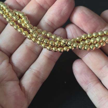 Titanium 14K Gold Plated Hematite Smooth Round Beads 2mm 3mm 4mm 6mm
