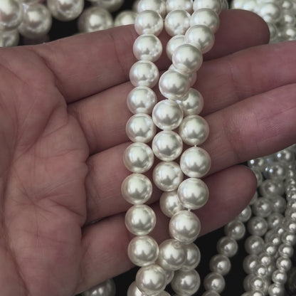 White Shell Pearl Smooth Round Beads 4mm 6mm 8mm 10mm 12mm