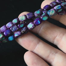 Purple Blue Sea Sediment Jasper Rectangle Cube Beads Size 6x7mm 15.5'' Strand