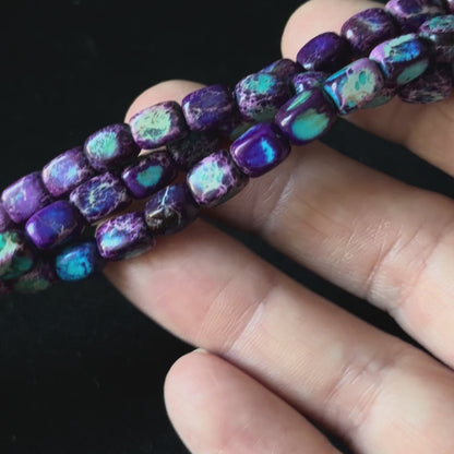 Purple Blue Sea Sediment Jasper Rectangle Cube Beads Size 6x7mm 15.5'' Strand
