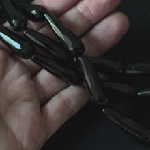 Black Onyx Faceted Teardrop Beads 10x30mm