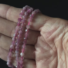 Natural Pink Tourmaline Faceted Round Beads 4mm