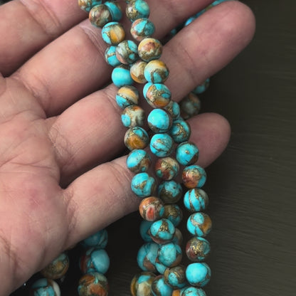 Natural Spiny Oyster Mohave Copper Turquoise Smooth Round Beads 6mm 8mm