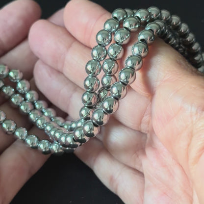 Silver Hematite Smooth Round Beads 3mm 4mm 6mm 8mm