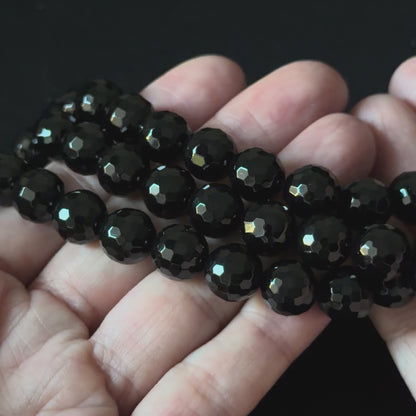 Black Onyx Faceted Round Beads 10mm