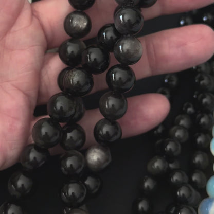 Silver Obsidian Smooth Round Beads 10mm
