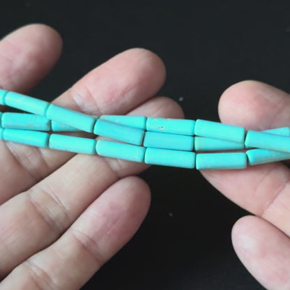 Blue Howlite Turquoise Round Tube Beads 4x13mm