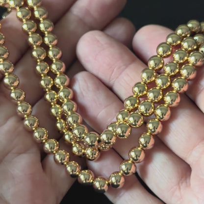 Titanium 14K Gold Plated Hematite Smooth Round Beads 2mm 3mm 4mm 6mm